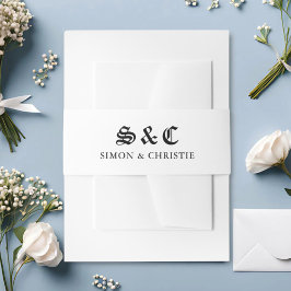 Vintage Retro Minimalist Black And White Wedding Einladungsbanderole