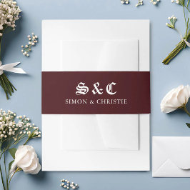 Vintage Retro Minimalist Burgundy Wedding Einladungsbanderole