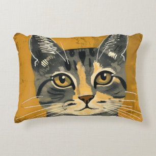 Vintage Retro minimalist Katzenporträt Dekokissen