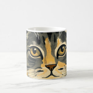 Vintage Retro minimalist Katzenporträt Kaffeetasse