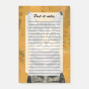 Vintage Retro minimalist Katzenporträt Post-it Klebezettel