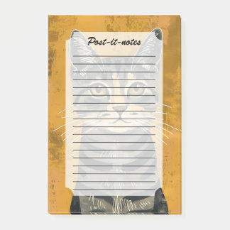 Vintage Retro minimalist Katzenporträt Post-it Klebezettel