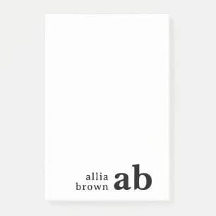 Vintage Retro Minimalistisches Monogramm-Design Post-it Klebezettel