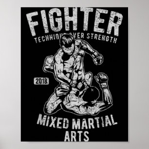 Vintage Retro MMA Männer Jungen Kämpfer Mixed Mart Poster