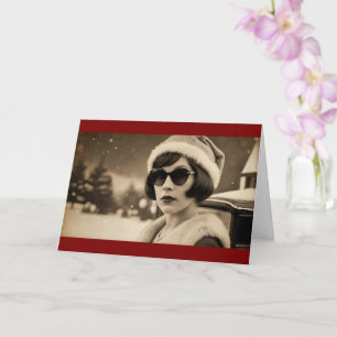 Vintage Retro-Mode-Fotografie Weihnachten  Karte