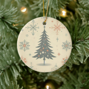 Vintage/Retro modernes Weihnachten/Winter Keramik Ornament