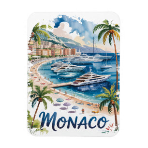 Vintage Retro Monaco Aquarell Französische Riviera Magnet