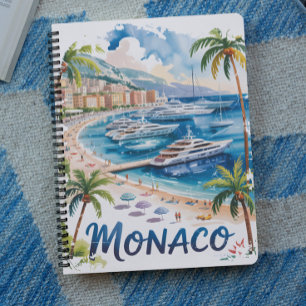 Vintage Retro Monaco Aquarell Französische Riviera Notizblock