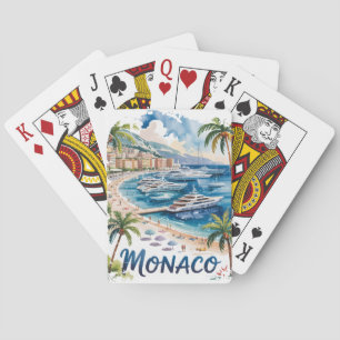 Vintage Retro Monaco Aquarell Französische Riviera Spielkarten
