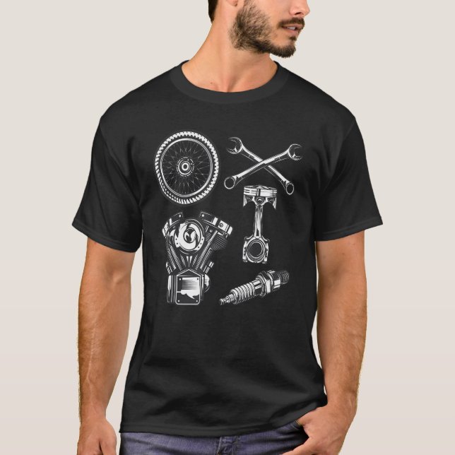Vintage Retro-Motorradgarnituren T-Shirt (Vorderseite)