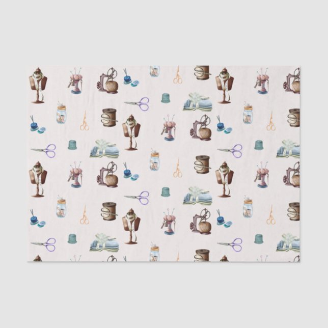 Vintage Retro-Nähzubehör und -Werkzeuge Seidenpapier (Vorderseite)