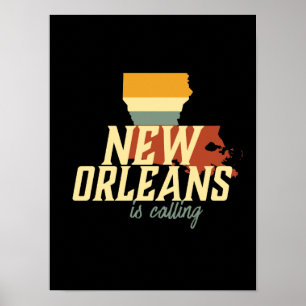 Vintage Retro New Orleans Louisiana USA Stadtplan Poster