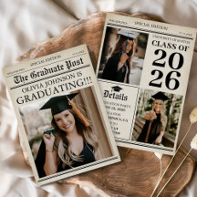 Vintage Retro Newspaper 3 Photos Graduation