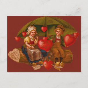 Vintage Retro Niederländische Valentinskarte Feiertagspostkarte