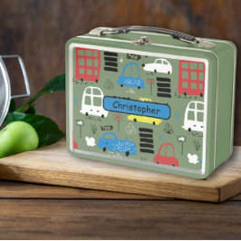 Vintage Retro Niedliche Cool School Doodled Cars Metall Brotdose