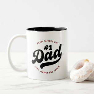 Vintage Retro No1 Papa Vatertag Individuell Zweifarbige Tasse