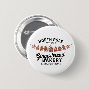 Vintage Retro Nordpol Lebkuchen Bäckerei Weihnacht Button