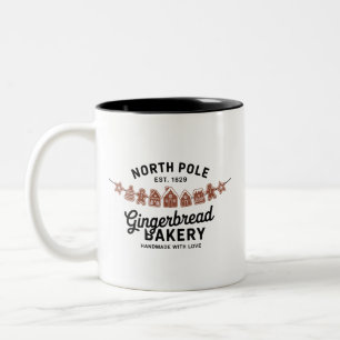 Vintage Retro Nordpol Lebkuchen Bäckerei Weihnacht Zweifarbige Tasse