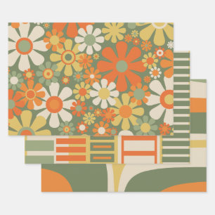 Vintage Retro-Nostalgische Mix-and-Match-Muster Geschenkpapier Set