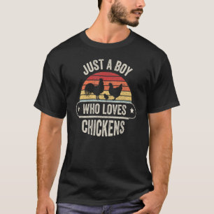 Vintage Retro Nur Ein Junge Der Hühner Liebt Bauer T-Shirt