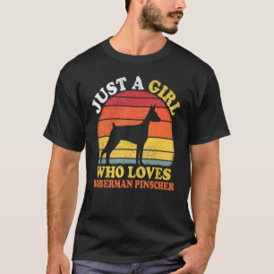 Vintage Retro Nur Ein Mädchen Das Dobermann Liebt T-Shirt