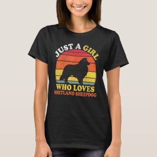 Vintage Retro Nur Ein Mädchen Das Shetland Schafe T-Shirt