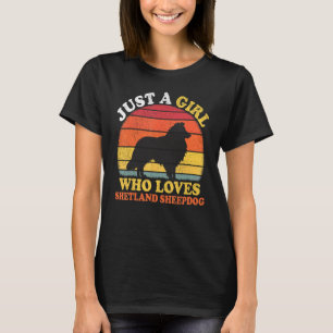Vintage Retro nur ein Mädchen, das Shetland Schafe T-Shirt