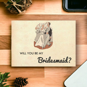Vintage Retro Old Classic Couple Bridesmaid Card Einladung