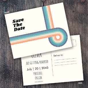 Vintage Retro Old Style 70er Jahre Save The Date K Ankündigungspostkarte
