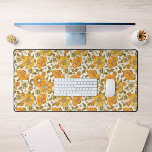 Vintage Retro-Orangen-Blumenmuster Schreibtischunterlage