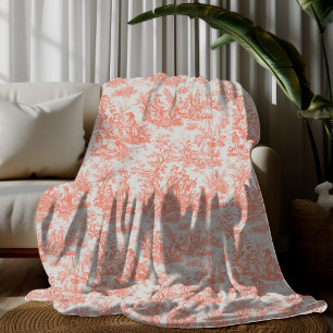 Vintage Retro-Orangentoile de jouy Fleecedecke