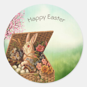Vintage Retro Osterhase Runder Aufkleber