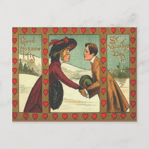 Vintage Retro Paar Küssendes Valentinskarte Feiertagspostkarte
