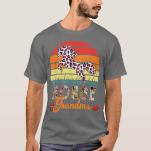 Vintage Retro Pferd Oma Blumen Leopard Pferd T-Shirt