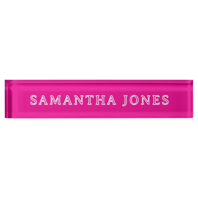 Vintage Retro Pink Desk Nameplate Namensplakette (Vorderseite)