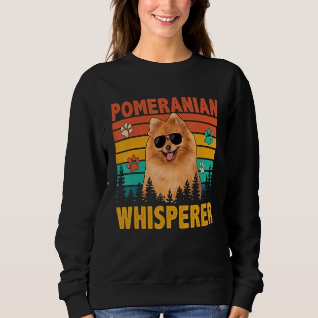 Vintage Retro Pomeranian Whisperer Funny Dog Sungl Sweatshirt (Vorderseite)