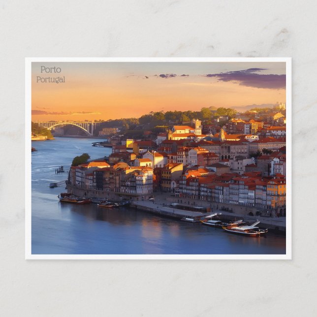 Vintage Retro Porto Portugal Tourismus Postkarte (Vorderseite)