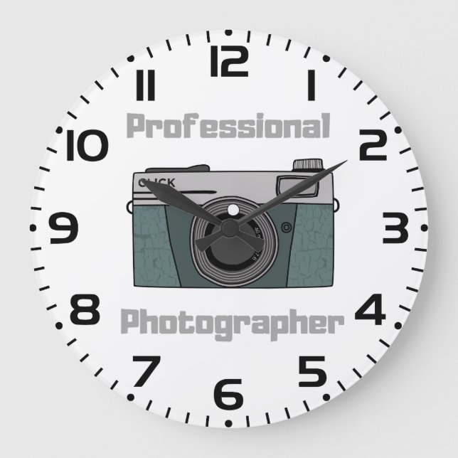 Vintage Retro Professional Photographer Camera Große Wanduhr (Vorderseite)