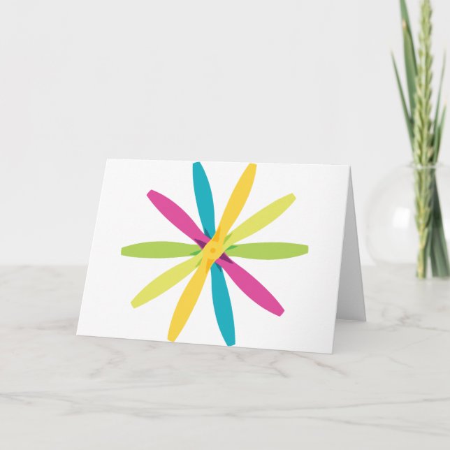 Vintage Retro Propeller Blume Flugzeugprop Design Karte (Vorderseite)