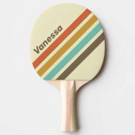 Vintage Retro Rainbow Angled Striping with Name Tischtennis Schläger