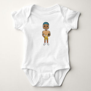 vintage retro Rainbow Football Player Baby Strampler