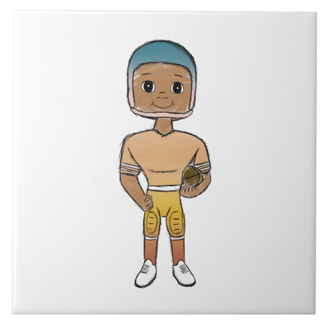 vintage retro Rainbow Football Player Fliese (Vorderseite)