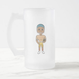 vintage retro Rainbow Football Player Mattglas Bierglas