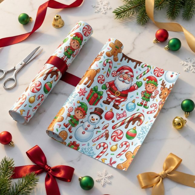 Vintage Retro Red Candy Cane Wonderland Christmas Geschenkpapier (Von Creator hochgeladen)