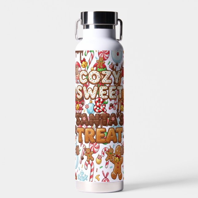 Vintage Retro Red Candy Cane Wonderland Christmas Trinkflasche (Vorne)