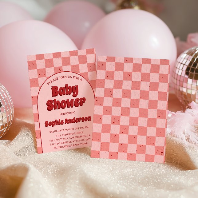 Vintage Retro Red Pattern Baby Shower Einladung (Von Creator hochgeladen)