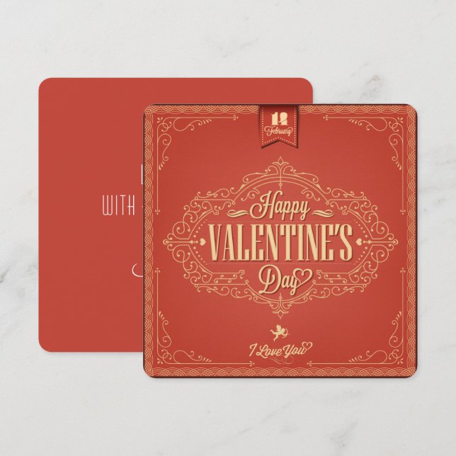 Vintage Retro Red Valentines Urlaubskarte Feiertagskarte (Vorne/Hinten)