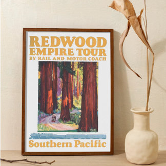 Vintage Retro Redwood Nationalpark Empire Tour Poster