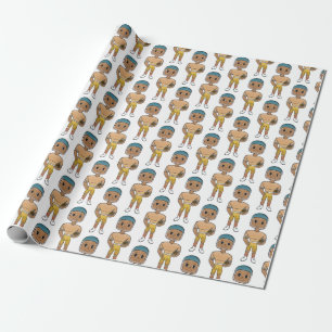 vintage Retro-Regenbogen-Fußballspieler Ombre Geschenkpapier