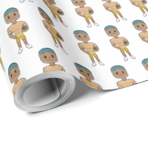 vintage Retro-Regenbogen-Fußballspieler Ombre Geschenkpapier